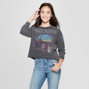 Junkfood Retro Pink Floyd Crop Top Sweater SZ L